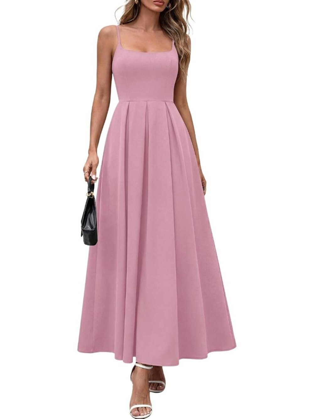 Women's Pink Summer 2026 Spring Elegant Ruffle A Line Long Guest Maxi Dresses